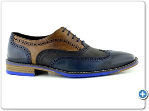 14737 Navy Cognac antic Inj Leather Sole Side